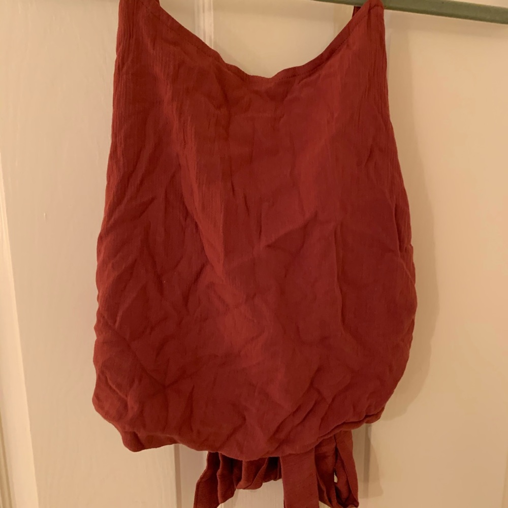 cropped open, tie back shirt